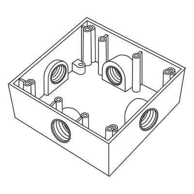 Caja Cuadrada de 3/4″ (19.05 mm) a Prueba de Intemperie/ Cuenta con 4 bocas.