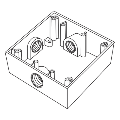 Caja Cuadrada de 3/4″ (19.05 mm) a Prueba de Intemperie/ Cuenta con 3 bocas.