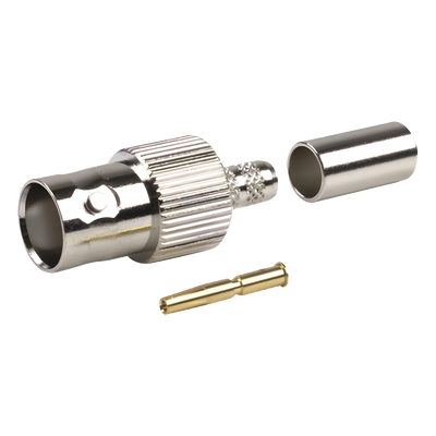 Conector BNC Hembra de Anillo para Cables RG-8/X, LMR-240, 9258, Níquel/ Oro/ Delrin.