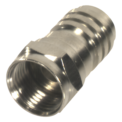 Conector F Macho Plegable para Cable Coaxial RG-59/U, Níquel / Níquel /Polietileno.