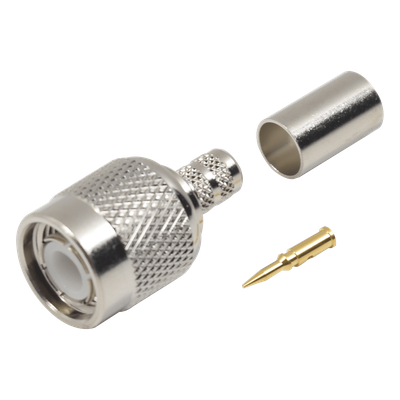 Conector TNC Macho de Anillo Plegable para Cables LMR-240, RG-8/X, 9258, Niquel/Oro/Delrin.