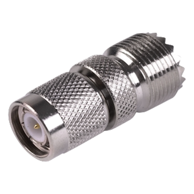 Adaptador en Línea de Conector TNC Macho a Conector UHF Hembra (SO-239), Níquel/ Oro/ Teflón.