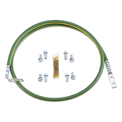 Jumper Para Aterrizar Equipos en Racks o Gabinetes, 10 AWG, Con Terminal Doblada a 45 Grados, Terminal Recta Para Equipos, 61 cm de largo