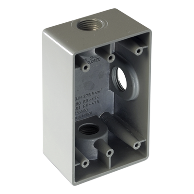 Caja Condulet FS de 3/4″ ( 19.05 mm) con tres bocas a prueba de intemperie.