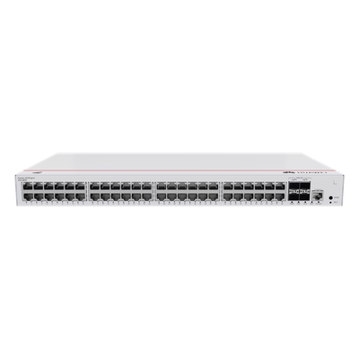Switch de Distribución/Core Gigabit Administrable PoE Capa 3 / 48 puertos 10/100/1000 Mbps (PoE) / 4 Puertos 10GE SFP+ Uplink / ERPS / Rutas Estáticas / iStack / PoE Perpetuo / 380W / Administración Nube Gratis