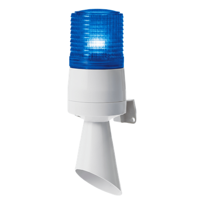 Luz LED con patrones de destello fijo y destellante con buzzer incorporado de alto volumen Máx. 95 dB color Azul 110 VCA