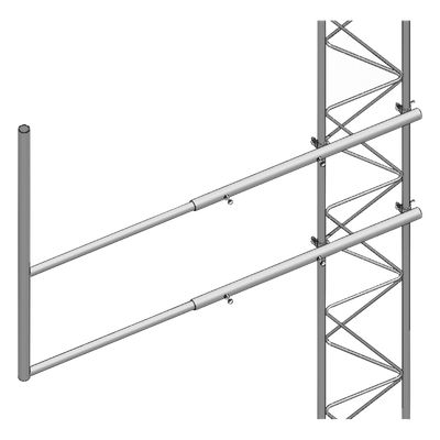 Brazo tipo «F» para tramos STZ-45G, galvanizado por inmersión caliente.