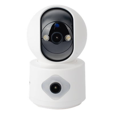 Camara doble lente 3mp| Wifi| autoseguimiento| Detección de movimiento| audio de 2 vias| almacenamiento hasta 128GB
