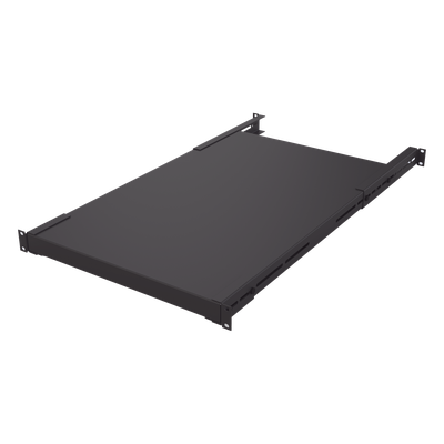 Charola Rackeable de profundidad ajustable para Soportar Equipos en Rack de 19 in, Doble Fijación, Color Negro, 3U