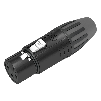 Conector XLR hembra | Carcasa Enchapada en Negro | Contactos Enchapados en Plata |