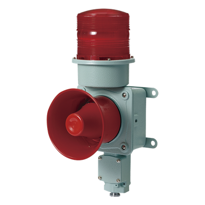 Combinación de baliza LED color roja con sirena electrónica para aplicaciones de la industria pesada máx.120 dB a 24 VCD