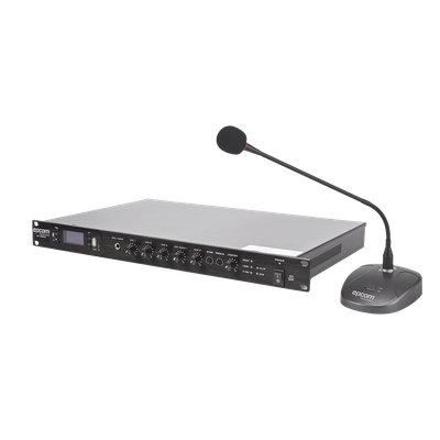 KIT de Amplificador de 120W Modelo SF120DTB | más Micrófono de Escritorio Modelo SF621A