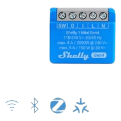 Mini Interruptor inteligente con Wi-Fi 2.4 / contacto seco /1 canal 8A, 110 – 240V / compatible con asistentes de voz