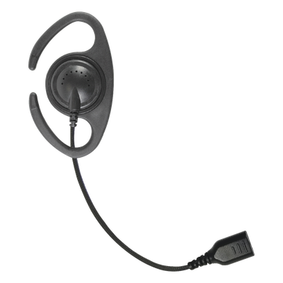 ​Auriculares de gancho en forma de «C» con cable de fibra trenzada y conector SNAP. Requiere micrófono de solapa de 1 o 2 hilos de la Serie SNAP.