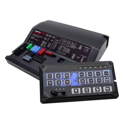 Sirena Vehicular de 200W de Potencia, Programable, Con Controlador de Panel Deslizante de 19 botones, indicador de flecha de tráfico de 6 LED, 12 Salidas Auxiliares
