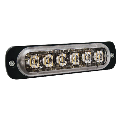 Luz Auxiliar de 6 LED, Rojo, Lente Transparente, SAE