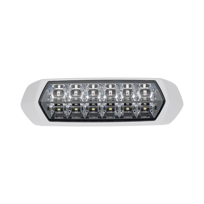 Luz de Advertencia de 12 LED, Top Rojo 6 LED , Bottom Blanco 6 LED, Lente Transparente, SAE