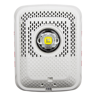 Bocina con Lámpara Estroboscópica, Montaje en Pared, Color Blanco, Nuevo Diseño Moderno y Elegante y Menor Consumo de Corriente