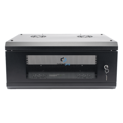 Gabinete de Pared con Puerta de Cristal Templado, 455 mm de Profundidad, 4U Rack de 19 in, Acero Reforzado