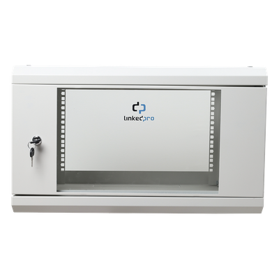 Gabinete de Pared de 6U con Puerta de Cristal Templado, 455 mm de Profundidad Total, Rack de 19», Acero Reforzado Color Blanco