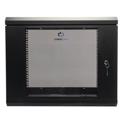 Gabinete de Pared de 9U con Puerta de Cristal Templado, 455 mm de Profundidad, Rack de 19», Acero Reforzado Color Negro.