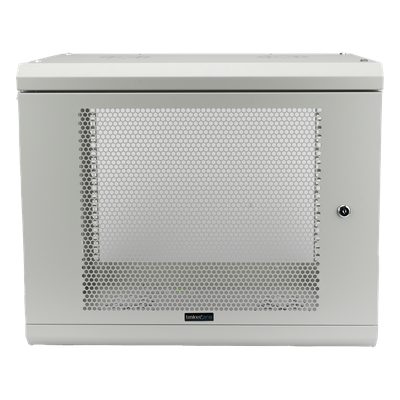 Gabinete de Pared de 9U con Puerta Perforada 455 mm de Profundidad, Rack de 19», Acero Reforzado Color Gris Mate