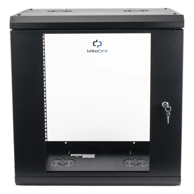 Gabinete de Pared con Puerta de Cristal Templado, 455mm de Profundidad, 12U Rack de 19», Acero Reforzado