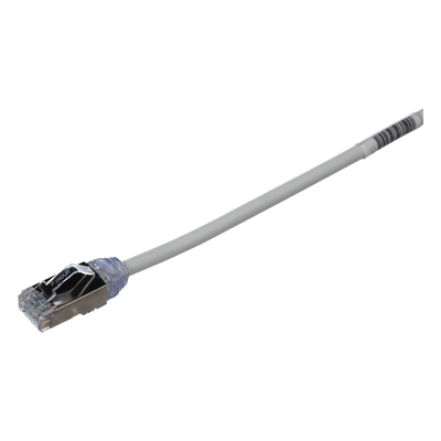 Patch Cord Cat6A, Diametro Reducido 28 AWG, Blindado S/FTP, CM/LS0H, 20 cm (7.87 Pulgadas), Color Gris