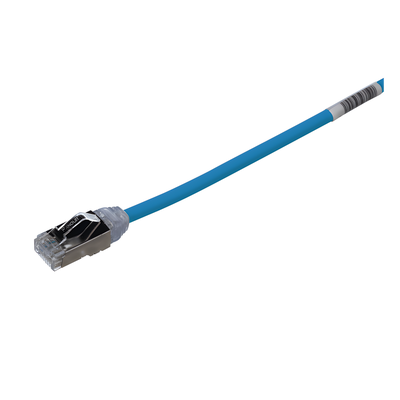 Patch Cord Cat6A, Diametro Reducido 28 AWG, Blindado S/FTP, CM/LS0H, 0.5 Metros (1.64 Pies), Color Azul