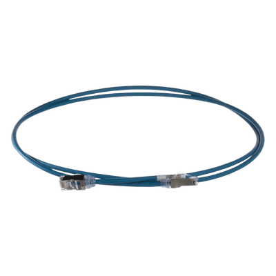 Patch Cord Cat6A, Diametro Reducido 28 AWG, Blindado S/FTP, CM/LS0H, 2 Metros (6.56 Pies), Color Azul