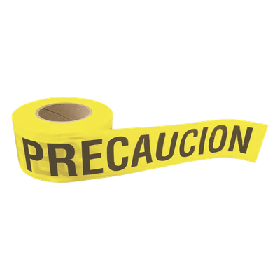 Cinta para barricada «PRECAUCION» de 100 m y ancho de 3″.