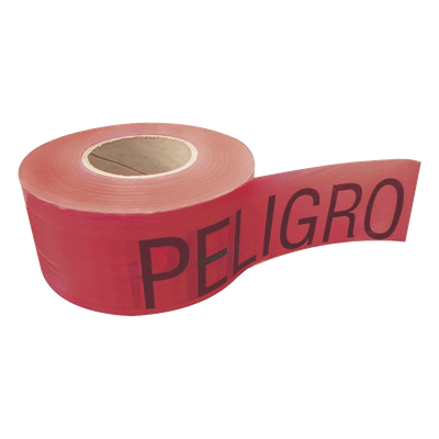 Cinta para barricada «PELIGRO» de 100 m y ancho de 3″.
