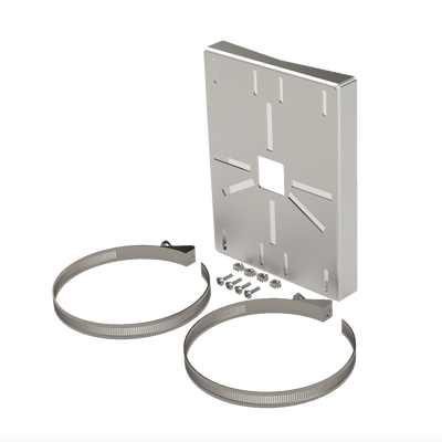 Montaje universal galvanizado para instalación de cámaras en poste 2″ a 5″ color gris galvanizado