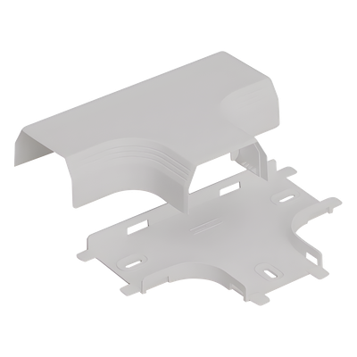 Accesorio en «T», para uso con canaleta T45, Material PVC Rígido, Color Blanco Mate