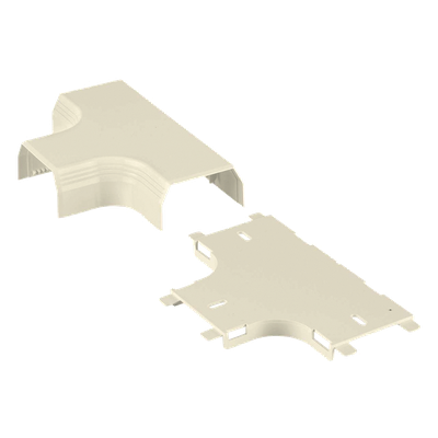 Accesorio en «T», para uso con canaleta T45, Material PVC Rígido, Color Blanco