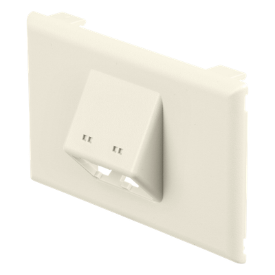 Placa de Pared Horizontal T70, Salida Para 2 Puertos Mini-Com, Con Espacios Para Etiquetas, Color Blanco Mate