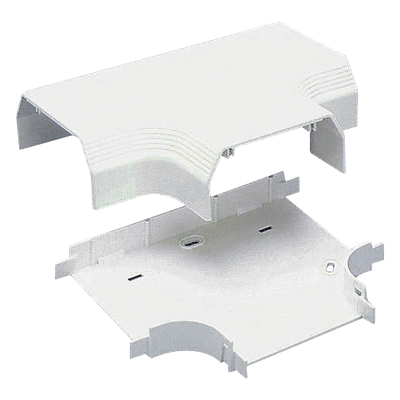 Accesorio en «T», para uso con canaleta T70, Material PVC Rígido, Color Blanco Mate