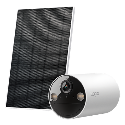 Kit Cámara Solar Tapo / 2K 3MP (2304×1296 px) / Visión Nocturna Color / Batería 6400 mAh 180 Días / IP65 / Panel Solar Integrado / Detección IA Personas / Audio Bidireccional
