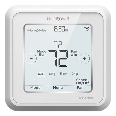 Termostato inteligente Wi-Fi con geolocalización para sistemas de hasta 3H/2C bomba de calor o 2H/2C convencional, serie T6 Pro