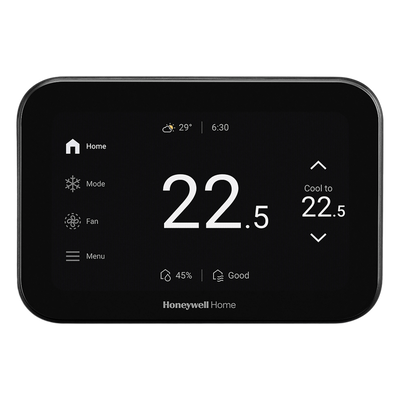 Termostato inteligente con pantalla táctil de 5 pulgadas, control de calidad de aire (IAQ), hasta 4H/2C bomba de calor, Wi-Fi, Bluetooth y Matter, color negro