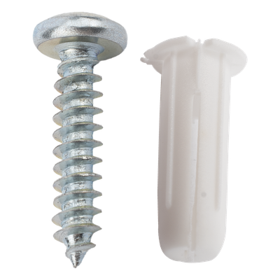 Paquete de 20 taquetes blancos  3/4″ y 20 tornillos 8mm x 3/4″ (1101-05002)
