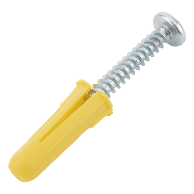 Paquete de 20 taquetes amarillo 1″ y 20 tornillos 8mm x 1″