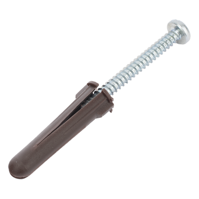 Paquete de 10 taquetes café 1 3/4″ y 10 tornillos 10mm x 1 3/4″ (1104-05002)