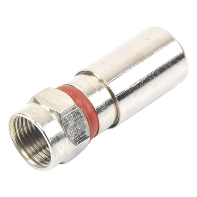 Conector F Macho de Compresión, Metálico para cable RG-6, Cuerpo de Bronce Niquelado.