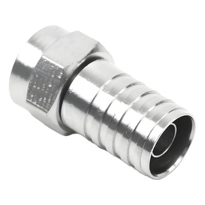Conector F Macho, Plegable de Doble Blindaje para cable RG-59, Cuerpo de Bronce Niquelado.