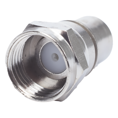 Conector F Macho, Plegable con PIN para Cable RG-6, Cuerpo de Bronce Niquelado.