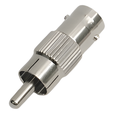 Adaptador en Línea para 75 Ohm, de Conector BNC Hembra a RCA Macho en Aplicaciones de Audio-Video para Cámaras, Monitores y DVR’s.