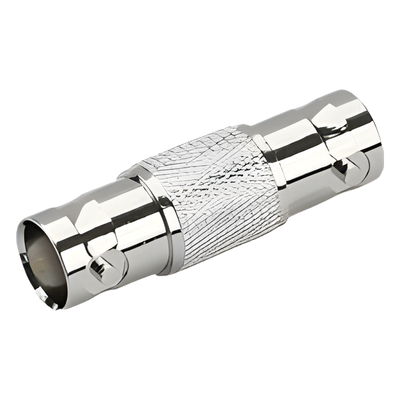 Adaptador Tipo Barril para 75 Ohm, de Conector BNC Hembra a BNC Hembra, Níquel/ Oro/ Teflón.