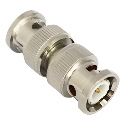 Adaptador tipo barril para 75 Ohm, de conector BNC macho a BNC macho, Níquel/ Oro/ Teflón.