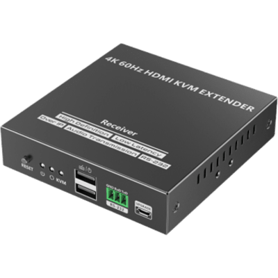 Receptor Compatible para Kit TT582-KVM |4K @60Hz | Cat 6, 6a y 7 |  hasta 150 metros | Transmite el Video y Controla tu DVR vía USB a distancia
